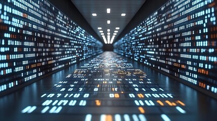 Poster - An Exploding Array of Colorful Data Streams Illuminating a Futuristic Digital Corridor with Streams of Light and Motion Representing Technology and Information Flow