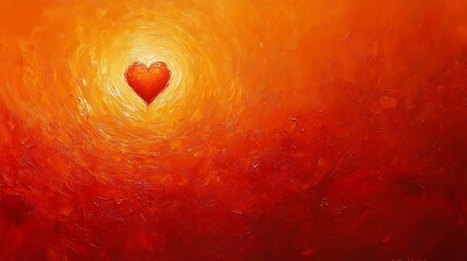 Poster - Expressive Abstract Painting Featuring a Heart Symbol Against a Vibrant Background of Bold Reds and Warm Tones, Evoking Passion and Emotion