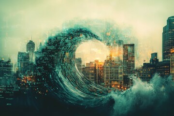 Wall Mural - The Digital Wave, Digital Disruption in Traditional Industries