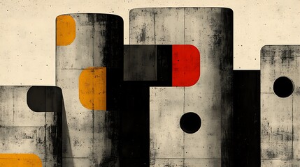 Poster - Intricate Geometric Design Featuring Overlapping Shapes and Contrasting Colors in a 2D Abstract Style for Modern Artistic Expression