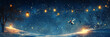 © Oleksandr - Christmas Elf Flying Through the Night Sky, Guided by a Trail of Glowing Lanterns in a Snowy Wonderland
