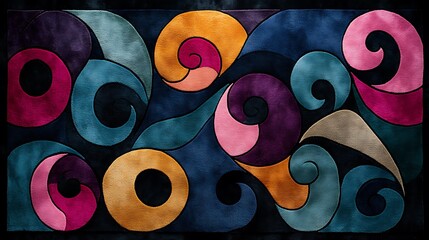 Poster - Colorful Swirling Patterns Emphasizing Diversity and Harmony in Vibrant Design, Showcasing Unique Textures and Shapes in a Captivating Composition