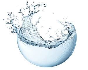 Aufkleber - High-Quality PNG of Water splash flowing out from hemisphere shape Isolated on White Background – High Resolution