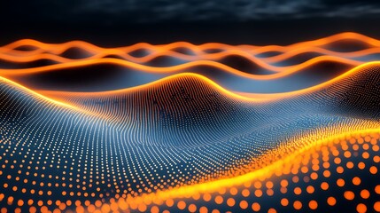 Poster - Fluid shapes emerging from a dark background, featuring dynamic waves and vibrant colors that evoke movement and energy in a digital landscape