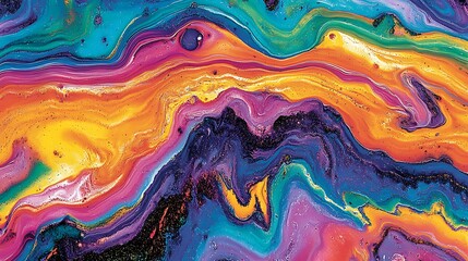 Poster - Vibrant Swirling Colors of the Rainbow Blending Together in a Mesmerizing Abstract Background Displaying an Array of Dynamic Hues and Artistic Flair