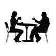 © Big Dream - Two people sitting at a table. One of them is holding a cup. The table is round