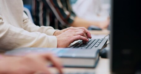 Aufkleber - Typing, computer and hands of business person in office for online project, website and research. Corporate, professional and Japanese person on keyboard for internet, website and planning for career
