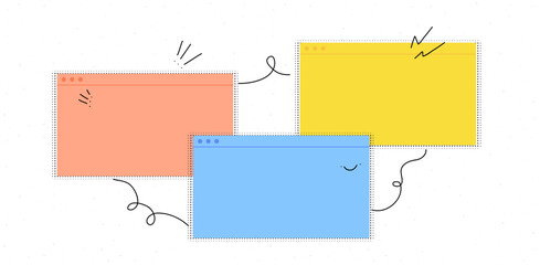 Online meeting window on computer screen. Vector collage with contemporary design for remote work, business, and freelance. Abstract digital concept