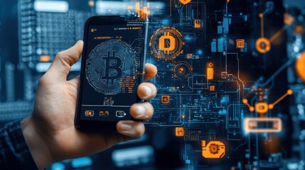Aufkleber - Exploring a bright digital wallet interface multi-currency standards urban settings user experience tech environment digital finance concept