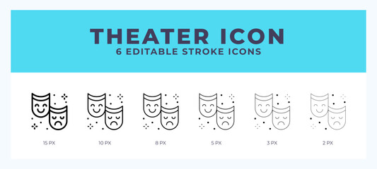 Aufkleber - Theater icon with editable stroke. Outline icon vector illustration.