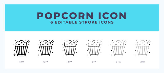 Aufkleber - Popcorn icon. Editable stroke line icon vector illustration.