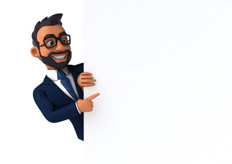 Wall Mural - Fun 3D cartoon illustration of an indian businessman with alpha