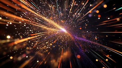 Wall Mural - abstract background with colorful light streaks and bokeh.