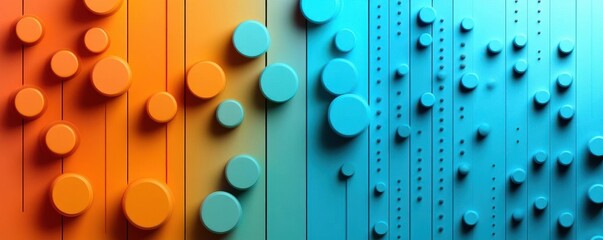 Poster - A vibrant abstract design featuring textured circles in orange and blue tones, creating a visually striking and dynamic composition.