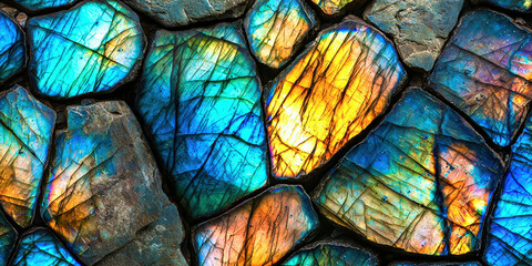 Aufkleber - A rock with a blue and yellow pattern