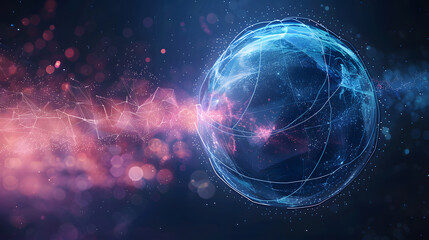 Aufkleber - science and technology abstract graphic background and texture, sphere planet circle, blue and pink 