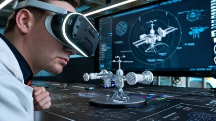 Poster - A person using virtual reality to interact with a 3D architectural model.