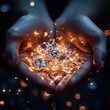 © BG_Illustrations - Elegant jeweler's hands holding sparkling diamonds in close-up shot