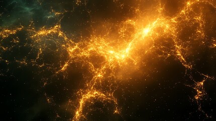 Poster - Abstract cosmic energy, glowing plasma, nebula, bright orange and teal hues.