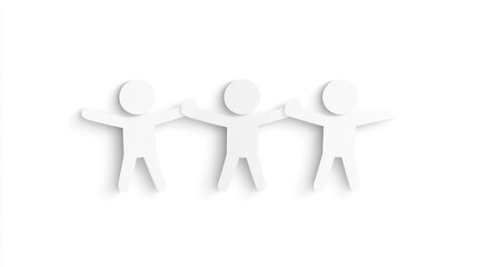 Poster - Three minimalist paper-cut figures representing unity and teamwork, ideal for concepts of collaboration, connection, and community in various creative projects and presentations.