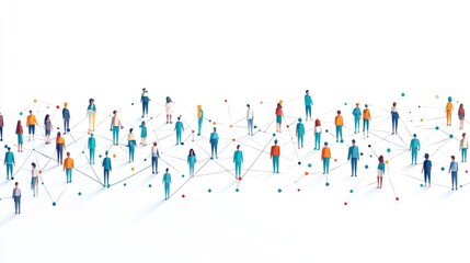 Poster - Diverse Group of People Communicating in a Network, Illustrating Connection, Collaboration, Social Interaction, and Digital Networking in a Modern Context
