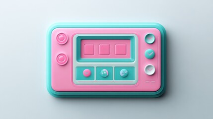 Poster - A colorful, playful device with buttons and screens, likely a toy or gadget for children.