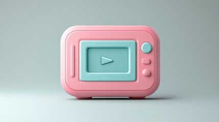 Poster - A stylized pink and blue retro television with a play button, symbolizing video content.