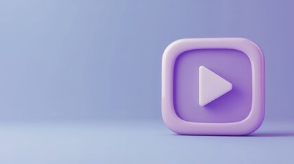 Poster - A purple play button icon on a soft background, symbolizing video and media content.