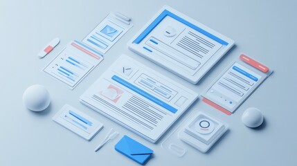 Leinwandbilder - Digital interface elements showcasing communication and task management tools.
