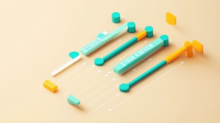 Poster - Abstract graphic design featuring colorful bars and shapes, representing data visualization.