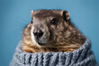 © Helena  - Groundhog on a blue background, groundhog day