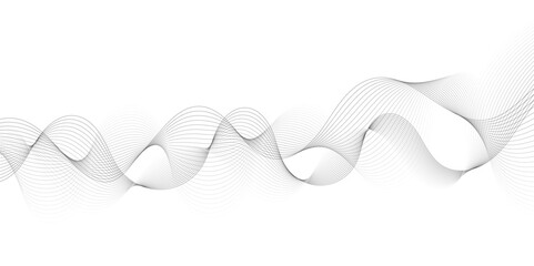 Poster - Abstract wavy technology curve lines on transparent background. Wave with lines created using blend tool. Curved wavy line, smooth stripe, abstract wave line use for brochure, banner, template bg.	