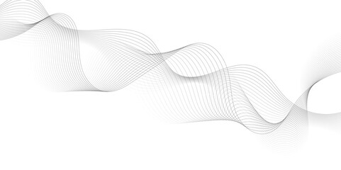 Poster - Abstract grey, white smooth element swoosh speed wave modern stream background. Wave with lines created using blend tool. Abstract frequency sound wave lines and twisted curve lines background.	
