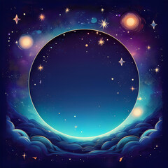 Wall Mural - imaginative drawing of universe and stars space in the frame to insert the text