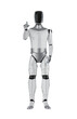 © phonlamaiphoto - Humanoid robot with black face finger point isolated on white