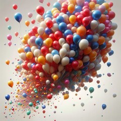 Poster - Balloons A cluster of colorful balloons some deflating descendin