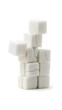 © FU - Stacked sugar cubes forming a warning sign shape on a dark background, symbolizing health concerns, excessive sugar consumption, and dietary awareness, ideal for themes related to nutrition, health ri