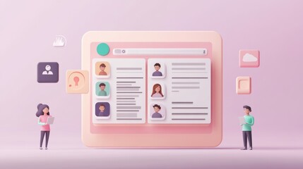Aufkleber - A digital interface showcasing user profiles and data interactions in a modern design.