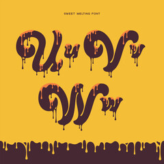 Fototapete - Vector alphabet set of letters with viscous liquid dripping effect. Smooth font with melting two colored shape.
