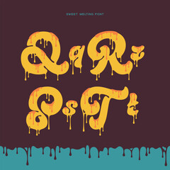 Fototapete - Vector alphabet set of letters with viscous liquid dripping effect. Smooth font with melting two colored shape.

