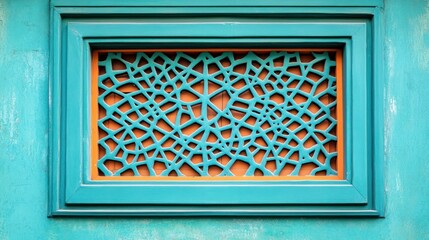 Poster - Intricate turquoise lattice design framed against a contrasting background.
