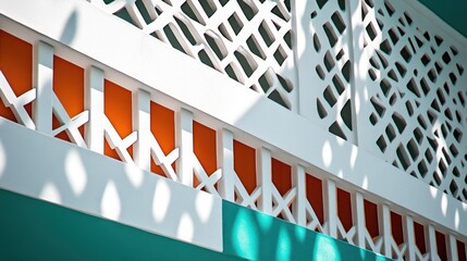 Poster - Abstract architectural detail featuring geometric patterns and contrasting colors.