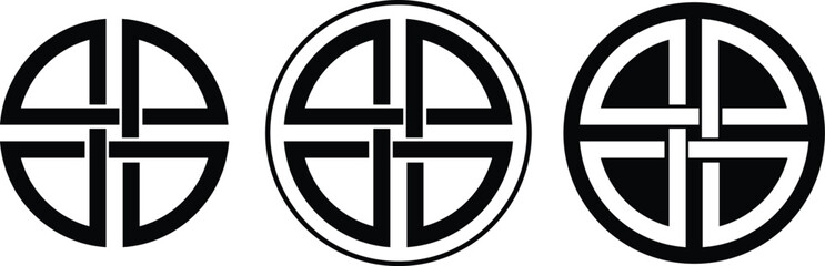 Poster - Shield knot icons set in trendy flat styles. Safe protection signs. Security guard symbols template for graphic and web design logos vectors illustration collection isolated on transparent background.