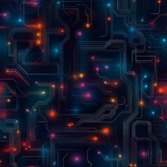 Poster - Seamless texture with technological data lines and techno connections like a microcircuit. tiled pattern background