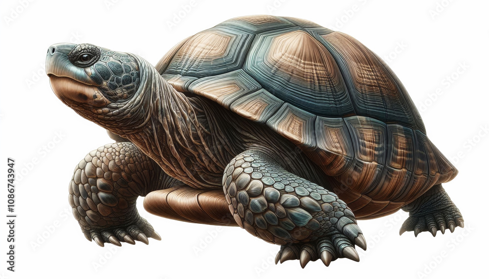 Turle Back View turtle Realistic side, front and top view, isolated on white background ...
