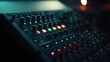 © Lo2zy - Closeup of a sound mixing console with illuminated buttons in a dark room.
