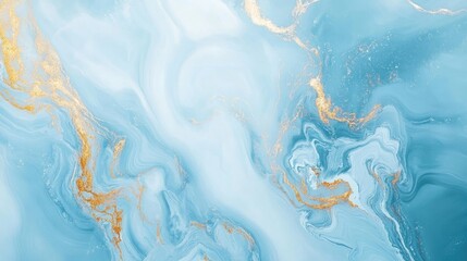Poster - Abstract Artistic Background with Soft Blue and Gold Textures, Fluid Patterns, and Swirling Designs Ideal for Elegant and Modern Interiors or Graphic Design Projects