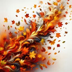 Poster - falling leaves a cascade of vibrant autumn leaves swirling down