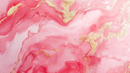 Poster - Abstract pink and gold marbled background design featuring bold swirls and fluid textures, ideal for modern art, textiles, wallpapers, and stationery projects.
