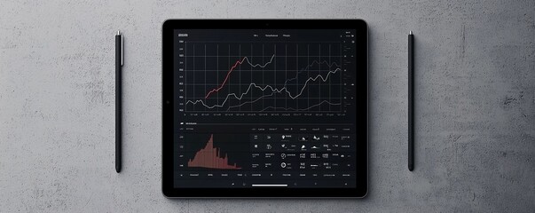 Poster - stylish graphic prototype of a health tracking app on a smartphone, placed against a minimalist back